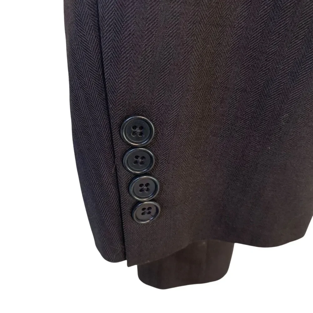 Brooks Brothers 346 Mens Black Wool 2 Button Blazer 45R Preppy Office Formal